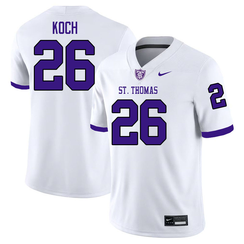 St. Thomas-Minnesota Tommies #26 Joseph Koch College Football Jerseys,Uniforms-White
